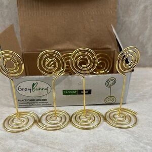 Gray Bunny Gold Wire Place Card Holders - 12 Count